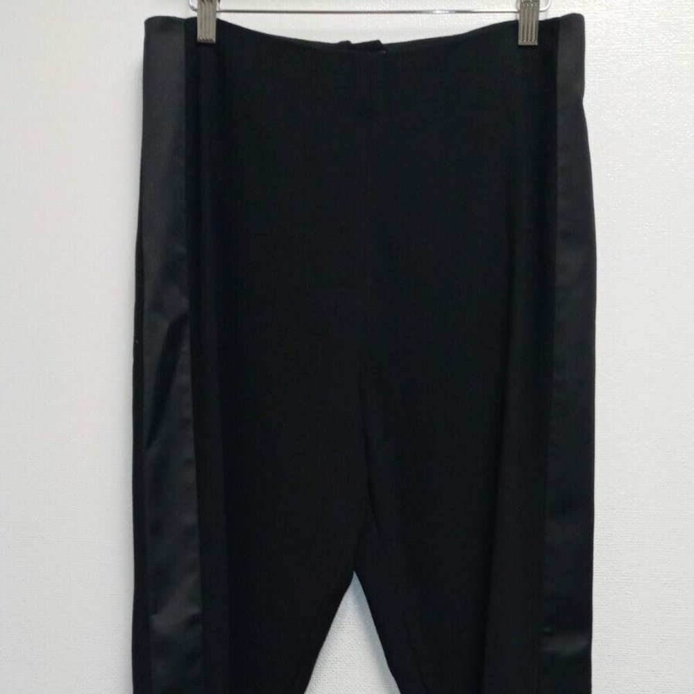 Badgley Mishka Black Silk Stripe Side Skinny Leg Trouser Pants Size 10